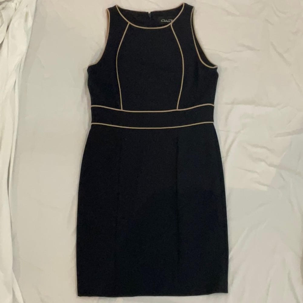 Little black dress with beige rims, size 8